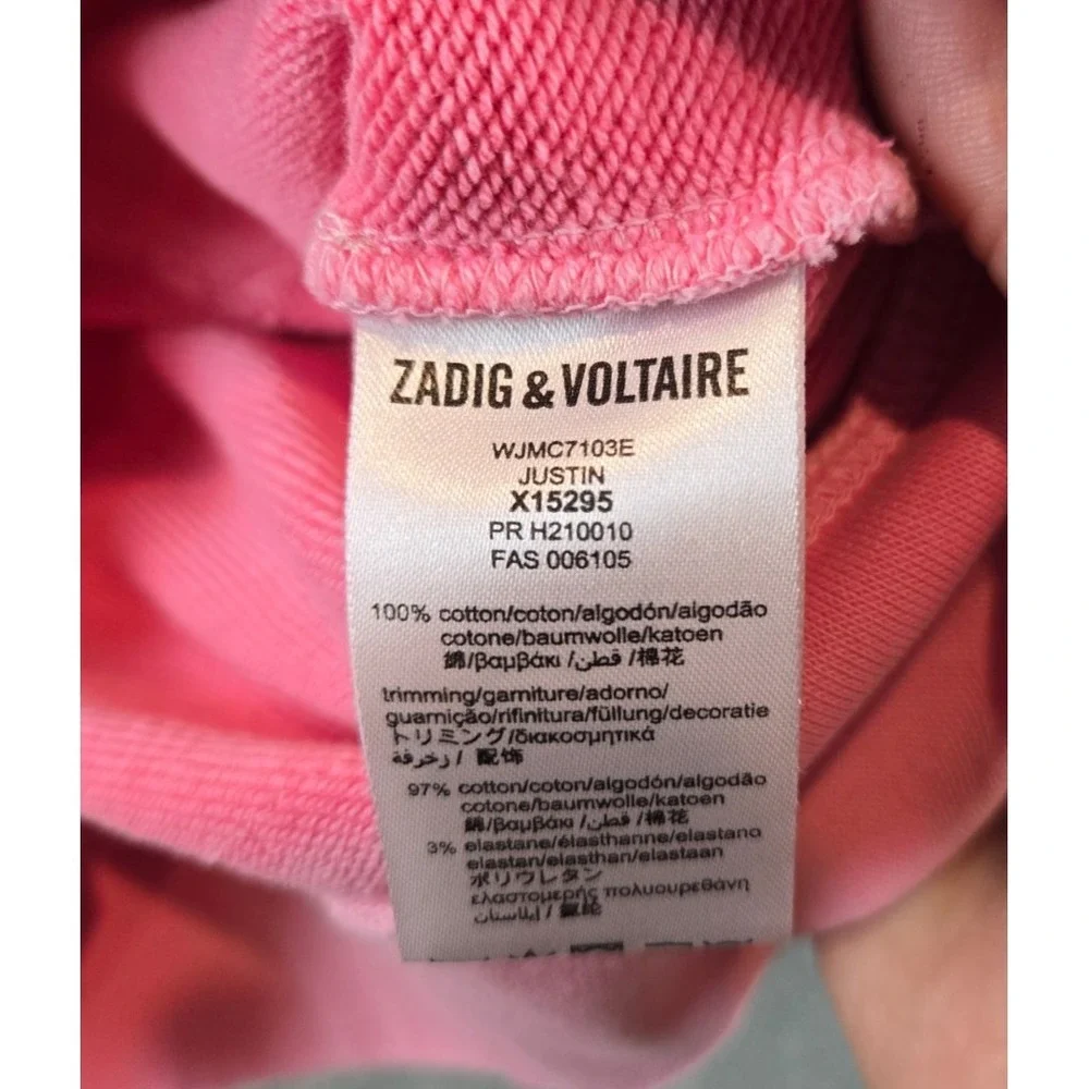 Zadig‎ & Voltaire Hoodie Girls 8 (M) Pink Justin Hear Embrodiered Logo Pullover
